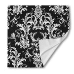 Black And White Damask Pattern Print Silk Bandana
