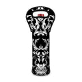 Black And White Damask Pattern Print Single Neoprene Wine Tote