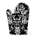 Black And White Damask Pattern Print Single Oven Mitt