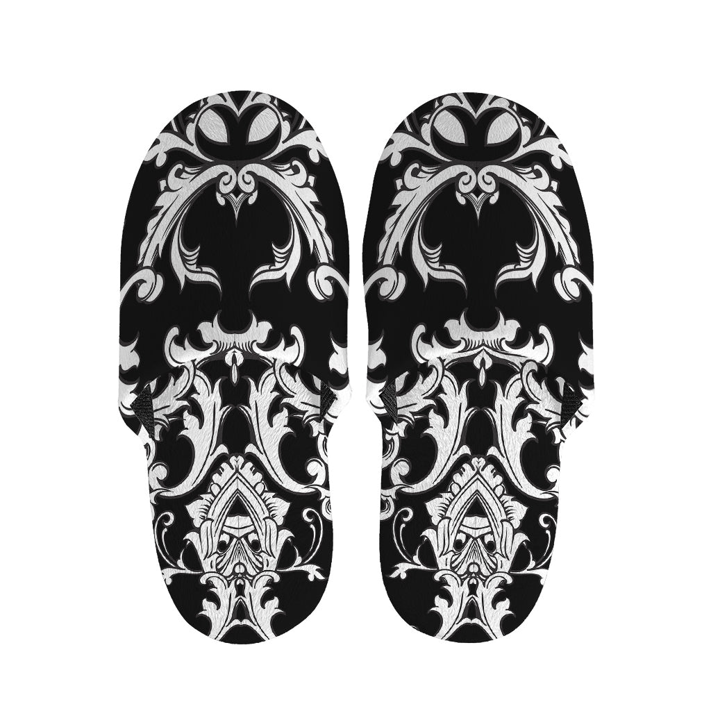 Black And White Damask Pattern Print Slippers