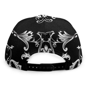 Black And White Damask Pattern Print Snapback Cap