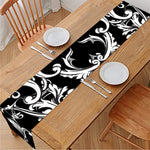 Black And White Damask Pattern Print Table Runner