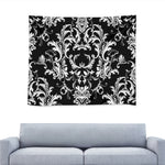 Black And White Damask Pattern Print Tapestry