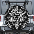 Black And White Damask Pattern Print Tire Cover