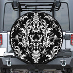 Black And White Damask Pattern Print Tire Cover