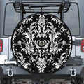 Black And White Damask Pattern Print Tire Cover With Camera Hole