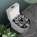 Black And White Damask Pattern Print Toilet Lid Cover