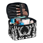 Black And White Damask Pattern Print Travel Makeup Bag