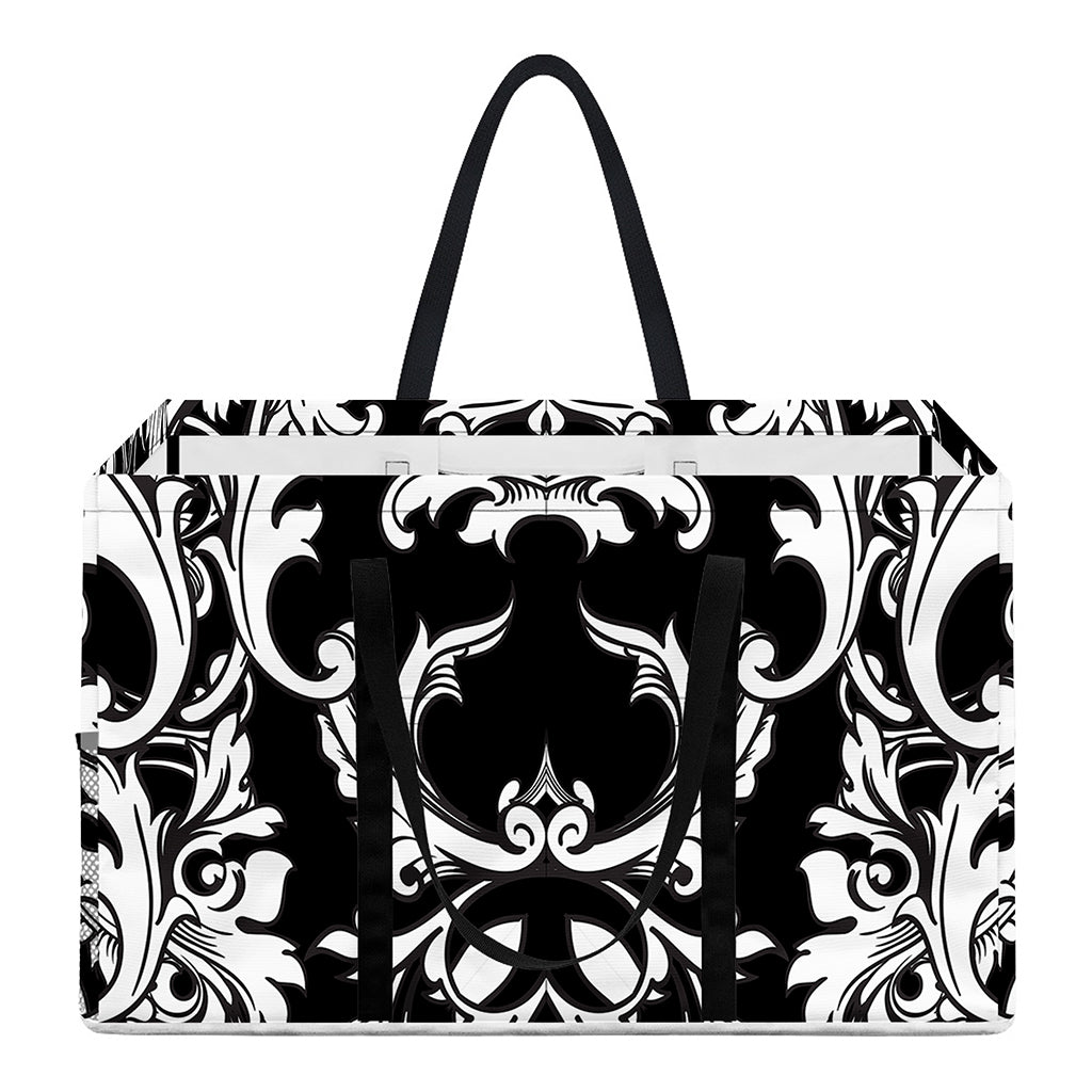 Black And White Damask Pattern Print Utility Tote Bag