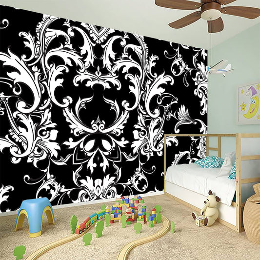 Black And White Damask Pattern Print Wall Sticker