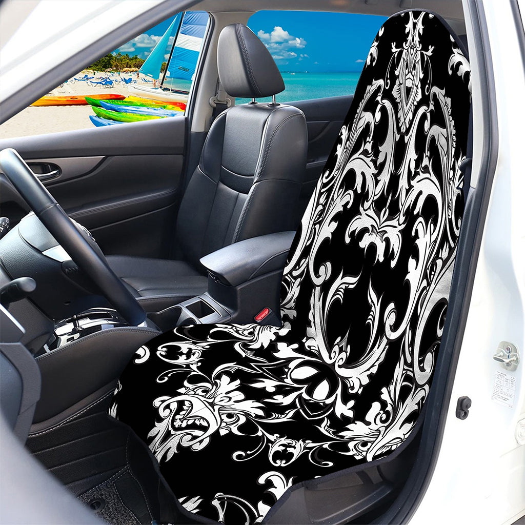 Black And White Damask Pattern Print Waterproof Car Seat Cover