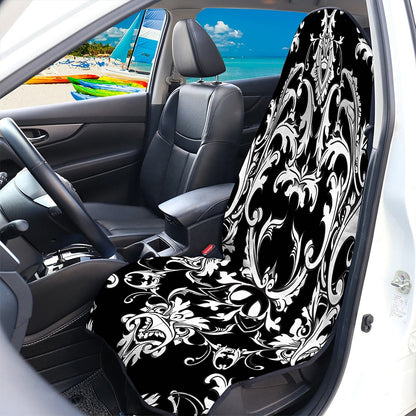 Black And White Damask Pattern Print Waterproof Car Seat Cover