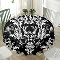 Black And White Damask Pattern Print Waterproof Round Tablecloth