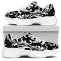 Black And White Damask Pattern Print White Chunky Shoes