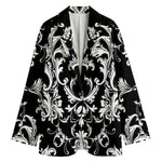 Black And White Damask Pattern Print Women's Blazer
