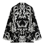 Black And White Damask Pattern Print Women's Blazer
