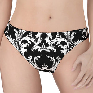 Black And White Damask Pattern Print Women's Thong