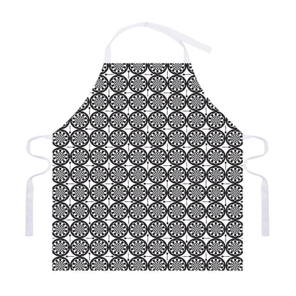 Black And White Dartboard Pattern Print Adjustable Apron