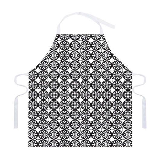 Black And White Dartboard Pattern Print Adjustable Apron