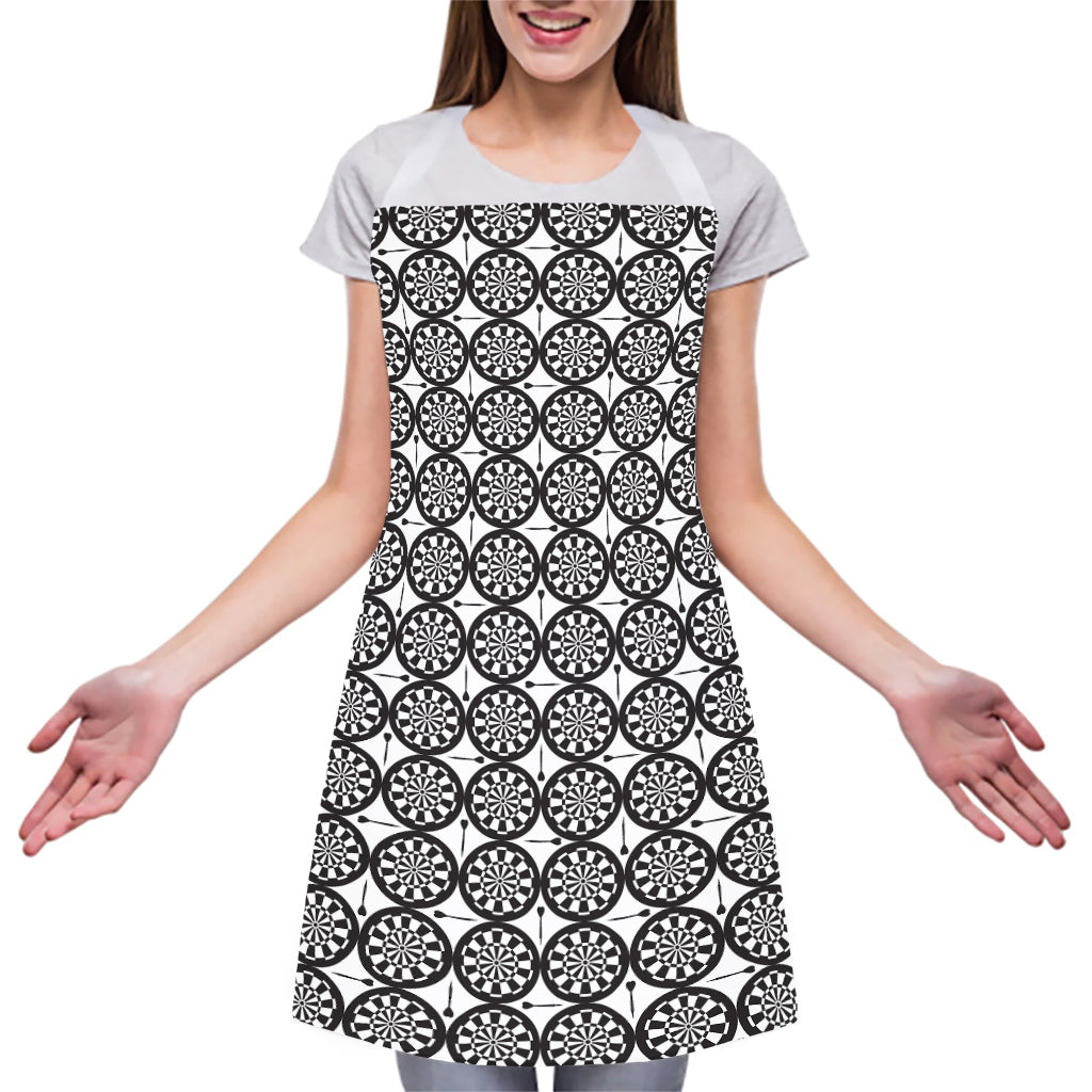 Black And White Dartboard Pattern Print Adjustable Apron