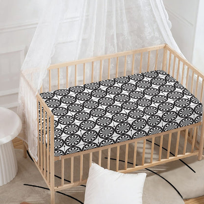 Black And White Dartboard Pattern Print Baby Crib Sheet