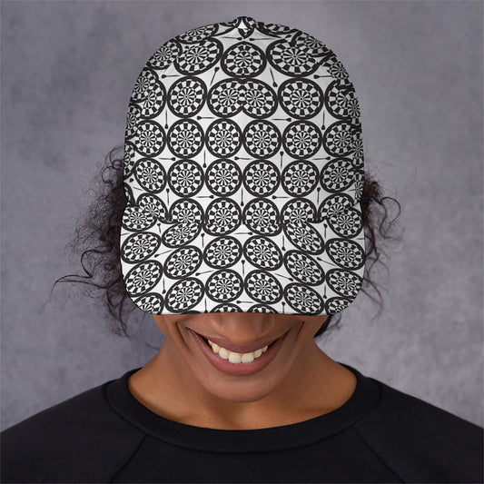 Black And White Dartboard Pattern Print Baseball Cap