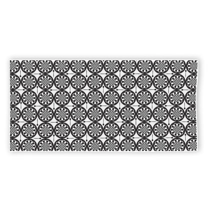 Black And White Dartboard Pattern Print Beach Towel