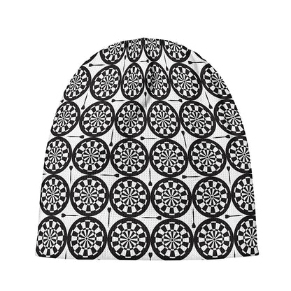 Black And White Dartboard Pattern Print Beanie