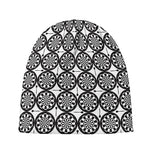 Black And White Dartboard Pattern Print Beanie