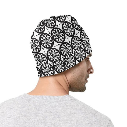 Black And White Dartboard Pattern Print Beanie