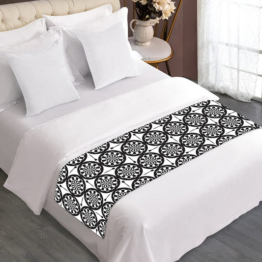 Black And White Dartboard Pattern Print Bed Runner