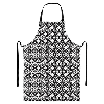 Black And White Dartboard Pattern Print Bib Apron With Pocket