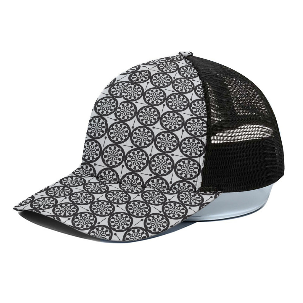 Black And White Dartboard Pattern Print Black Mesh Trucker Cap