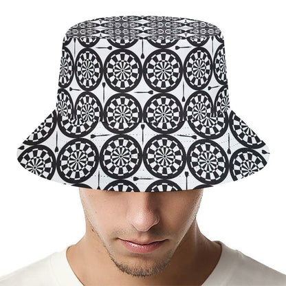 Black And White Dartboard Pattern Print Bucket Hat