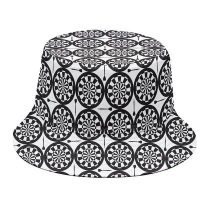 Black And White Dartboard Pattern Print Bucket Hat