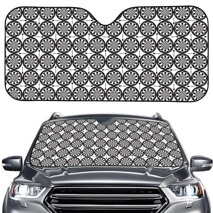 Black And White Dartboard Pattern Print Car Windshield Sun Shade