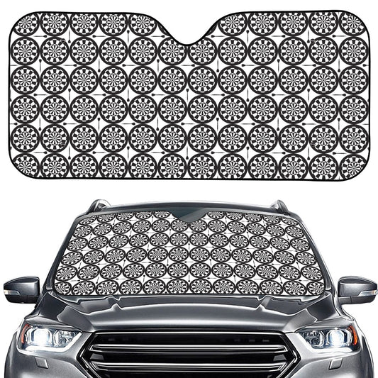 Black And White Dartboard Pattern Print Car Windshield Sun Shade