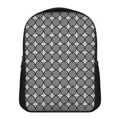 Black And White Dartboard Pattern Print Casual Backpack