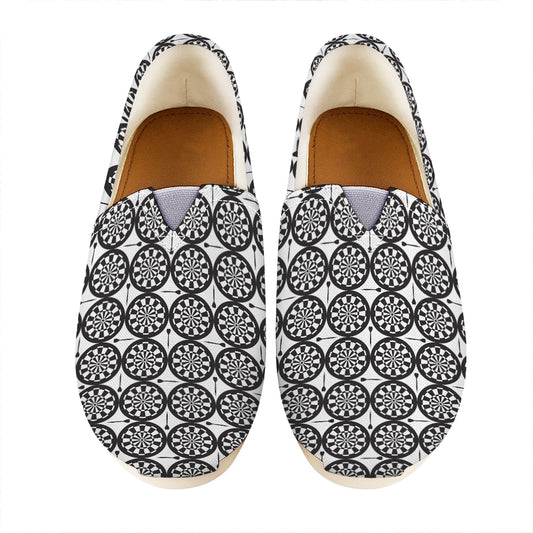 Black And White Dartboard Pattern Print Casual Shoes