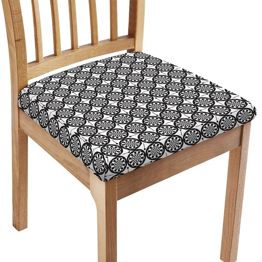 Black And White Dartboard Pattern Print Chair Cushion Cover