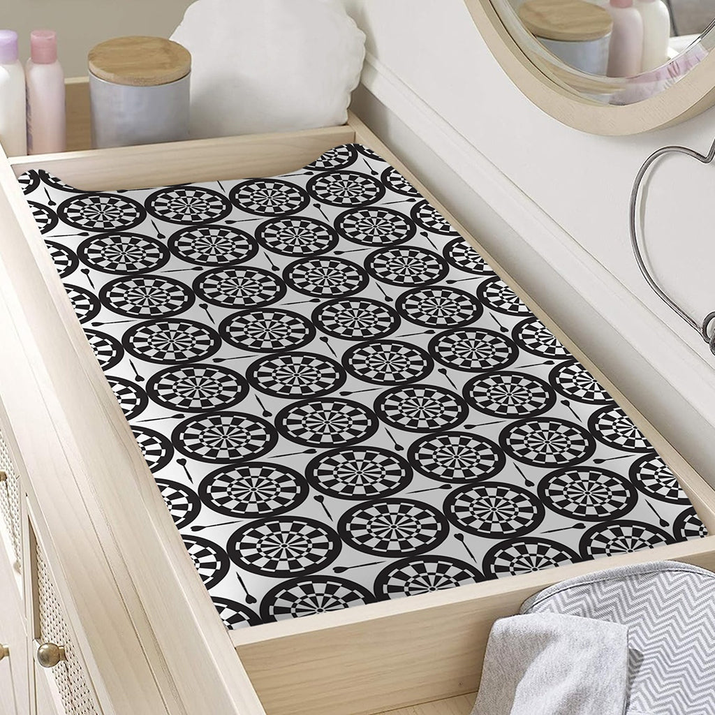 Black And White Dartboard Pattern Print Changing Pad Cover