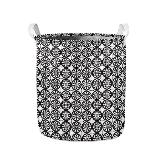 Black And White Dartboard Pattern Print Collapsible Laundry Basket