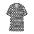 Black And White Dartboard Pattern Print Cotton Hawaiian Shirt