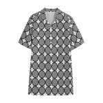 Black And White Dartboard Pattern Print Cotton Hawaiian Shirt