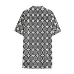 Black And White Dartboard Pattern Print Cotton Hawaiian Shirt