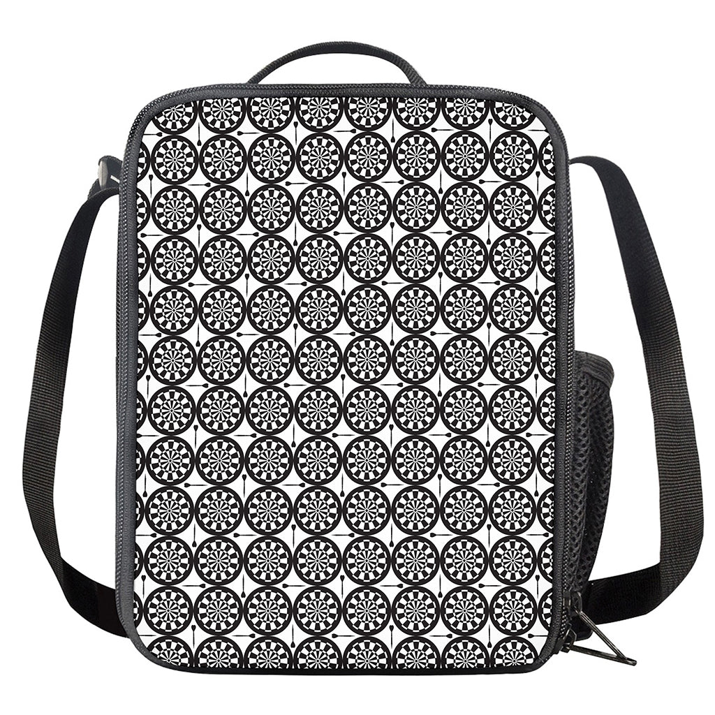 Black And White Dartboard Pattern Print Crossbody Lunch Bag