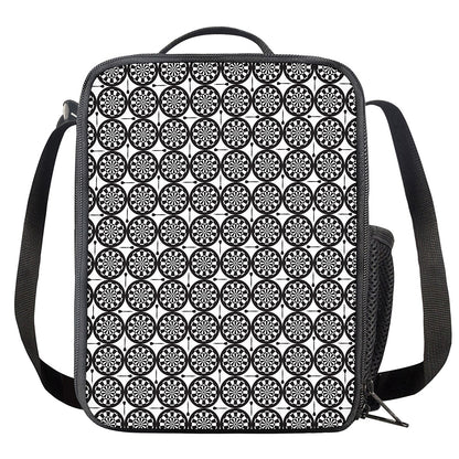 Black And White Dartboard Pattern Print Crossbody Lunch Bag