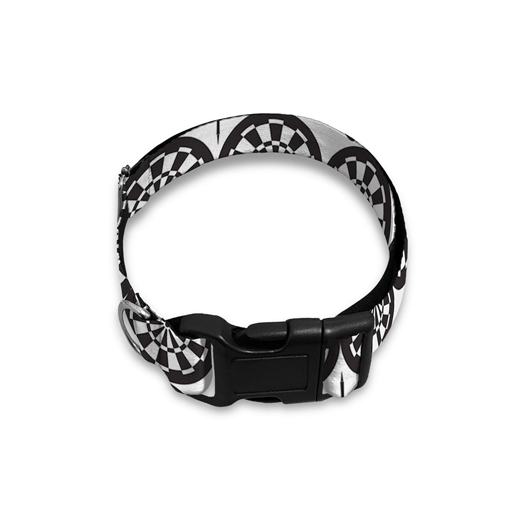 Black And White Dartboard Pattern Print Dog Collar