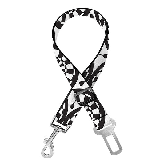 Black And White Dartboard Pattern Print Dog Seat Belt