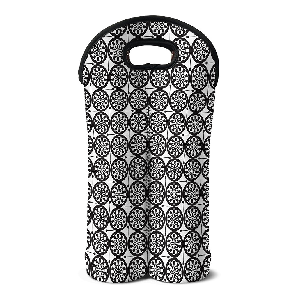 Black And White Dartboard Pattern Print Double Neoprene Wine Tote